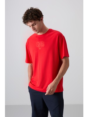 Tommy Life Fiesta Pamuklu Kalın Yumuşak Dokulu Oversize Fit Baskılı Erkek T-Shirt - 88333