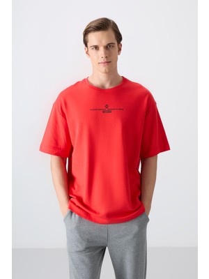Tommy Life Fiesta Pamuklu Kalın Yumuşak Dokulu Oversize Fit Baskılı Erkek T-Shirt - 88321