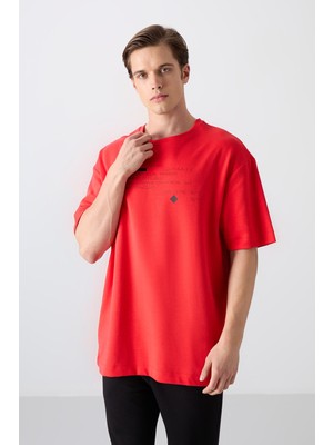Tommy Life Fiesta Pamuklu Kalın Yumuşak Dokulu Oversize Fit Baskılı Erkek T-Shirt - 88326