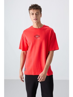 Tommy Life Fiesta Pamuklu Kalın Yumuşak Dokulu Oversize Fit Baskılı Erkek T-Shirt - 88325