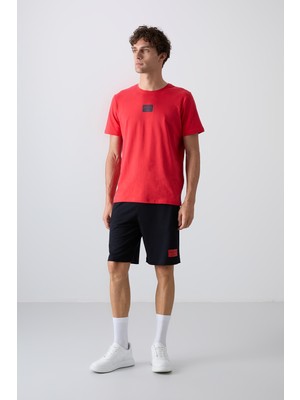 Tommy Life Fiesta - Lacivert Pamuklu Yumuşak Dokulu Standart Fit Baskılı Erkek Şortlu Takım - 85243