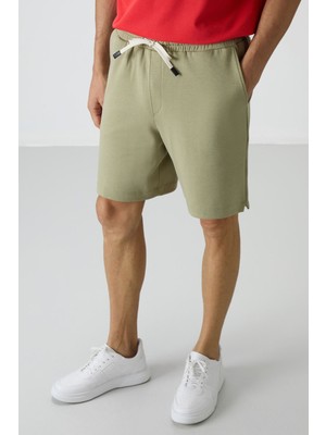 Air Jones Açık Çağla Pamuklu Kalın Yumuşak Dokulu Comfort Fit Basic Erkek Şort - 81274