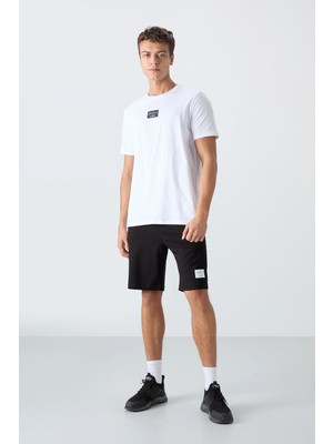 Tommy Life Beyaz - Siyah Pamuklu Yumuşak Dokulu Standart Fit Baskılı Erkek Şortlu Takım - 85243
