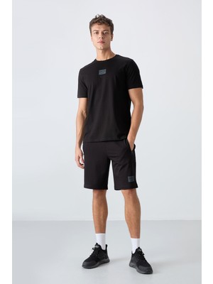 Tommy Life Siyah Pamuklu Yumuşak Dokulu Standart Fit Baskılı Erkek Şortlu Takım - 85243