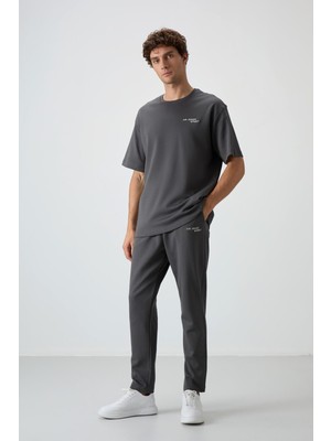 Air Jones Haki Pamuklu Kalın Yumuşak Dokulu Oversize Fit Nakışlı Erkek Eşofman Takım - 85252