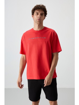 Air Jones Fiesta Pamuklu Kalın Yüzeyi Dokulu Oversize Fit  Baskılı Erkek T-Shirt - 88371
