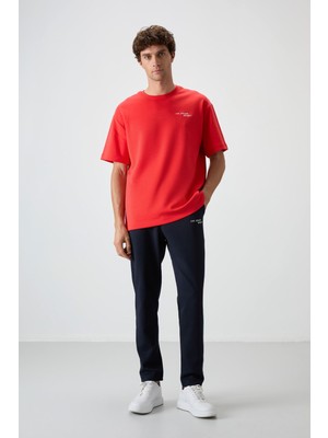 Air Jones Fiesta - Lacivert Pamuklu Kalın Yumuşak Dokulu Oversize Fit Nakışlı Erkek Eşofman Takım - 85252