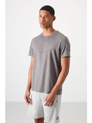 Tommy Life Koyu Gri Nefes Alan Dokulu İnce Esnek Standart Fit Erkek Performans T-Shirt - 88391