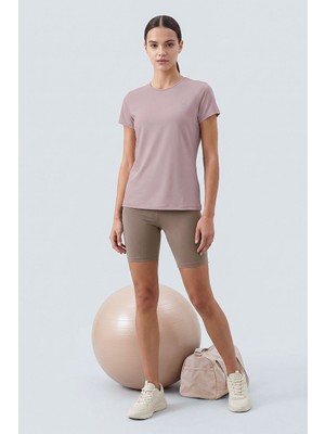 Gül Kurusu Basic Kısa Kol Standart Kalıp O Yaka Kadın T-Shirt - 97144