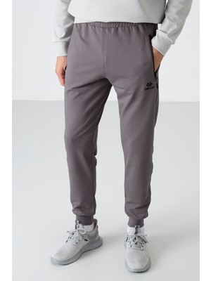 Tommy Life Koyu Gri Fermuar Cepli Standart Kalıp Jogger Erkek Eşofman Alt - 84587