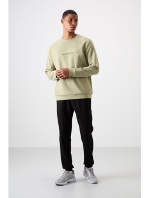 Air Jones Çağla - Siyah Pamuklu Kalın Yumuşak Dokulu Comfort Fit Baskılı Erkek Eşofman Takım - 85253
