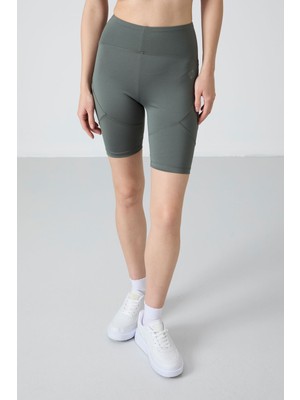Tommy Life Haki Esnek Standart Fit Performans Kadın Biker Tayt - 91013