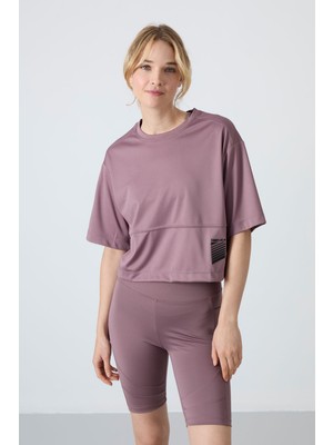 Tommy Life Gül Kurusu Nefes Alan Dokulu İnce Esnek Oversize Fit Performans Kadın T-Shirt - 97284