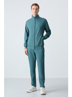 Tommy Life Orman Yeşili Pamuklu Kalın Yumuşak Dokulu Comfort  Fit Basic Erkek Eşofman Takım - 85260