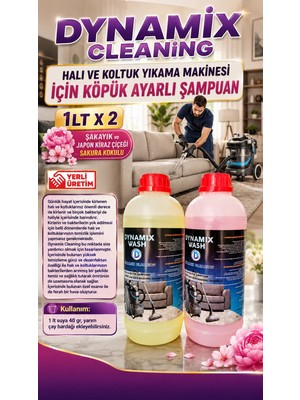 Dynamix Wash 2'li Halı ve Koltuk Yıkama Makinesi Şampuanı Şakayık 1k, Japon Kiraz Çiçeği 1kg