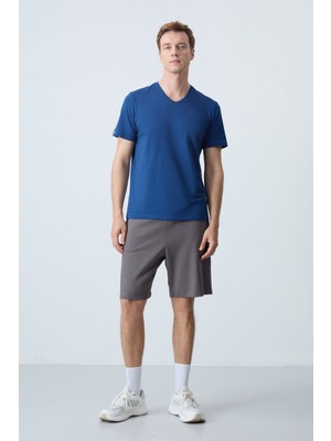 Air Jones Koyu gri Pamuklu Kalın Yumuşak Dokulu Standart Fit Basic Erkek Şort  - 81275