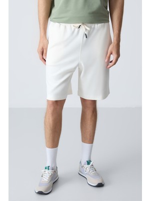 Air Jones Ekru Pamuklu Kalın Yumuşak Dokulu Standart Fit Basic Erkek Şort  - 81275