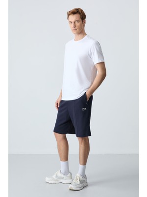 Air Jones Lacivert Pamuklu Kalın Yumuşak Dokulu Standart  Fit Basic Erkek Şort  - 81277
