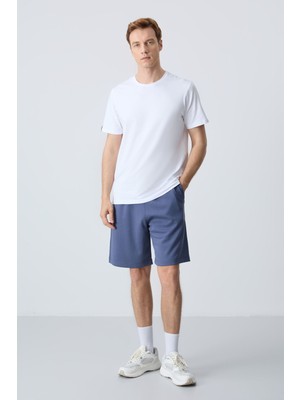 Air Jones Petrol Pamuklu Kalın Yumuşak Dokulu Standart Fit Basic Erkek Şort  - 81275