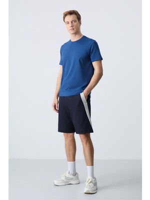 Air Jones Lacivert Pamuklu Kalın Yumuşak Dokulu Standart  Fit Basic Erkek Şort  - 81280
