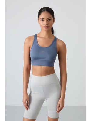 Tommy Life Petrol Çapraz Sırt Detaylı Slim Fit U Yaka Pedli Kadın Spor Büstiyer - 97121