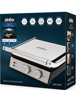 Skygo Sinbo Izgara ve Tost Makinesi - Yapışmaz Yüzey - 4 Dilim Kapasiteli