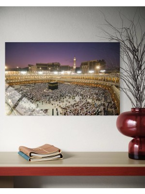 Baskı Perisi Mekke Mescid-I Haram - Kâbe Cam Tablo (445)