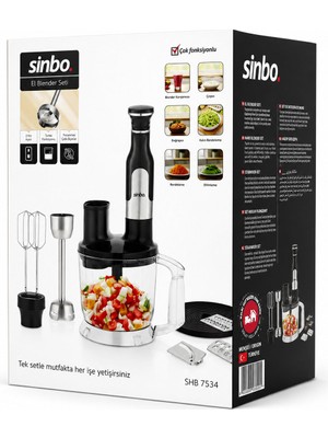 Skygo Sinbo El Multi Blender Seti - 2 Litre Hazneli - Paslanmaz Çelik Bıçaklı