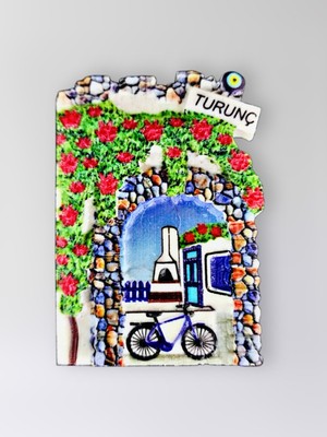 Mundy Turunç Polyester Kabartmalı Magnet 5,5 x 7 cm Dekoratif Hediyelik Buzdolabı Süsü (KOD:1525)