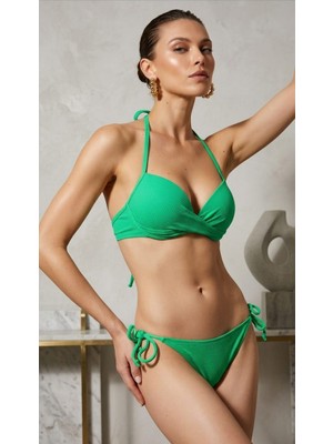Deep Beach Balenli Dolgulu Ipli Bikini Takım