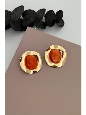 Nuva Atelier Zovira Turuncu Küpe