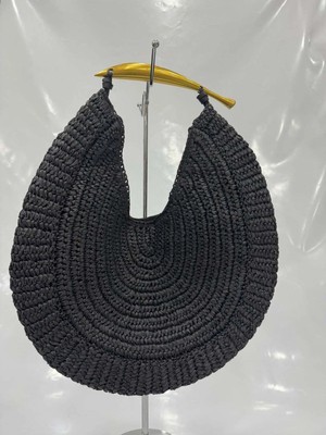 Elora Metal Saplı Hasır Kadın Omuz Çantası