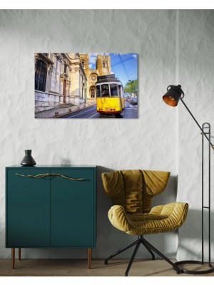 Baskı Perisi Sarı Tramvay (Lizbon) Cam Tablo 111