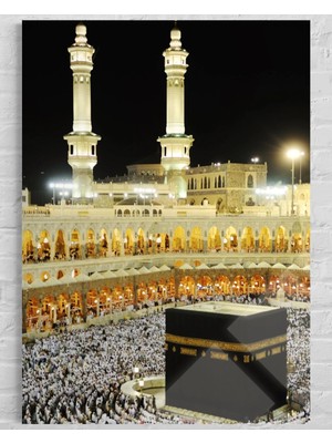 Baskı Perisi Mekke Mescid-I Haram - Kâbe Cam Tablo (435)