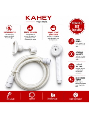 Kahey Duş Başlığı Elektrikli Şofben Duş Başlığı (Takım Halinde)
