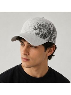 Valkyrie Dragon Nefes Alabilir Beyaz Spor Şapka – Ayarlanabilir Outdoor Balıkçı Günlük Unisex Şapka