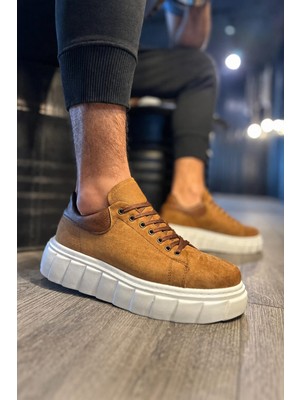 Ramer JY144 Volt Bağcıklı Süet Erkek Günlük Sneaker Yüksek Taban Ayakkabı Sbt Taba
