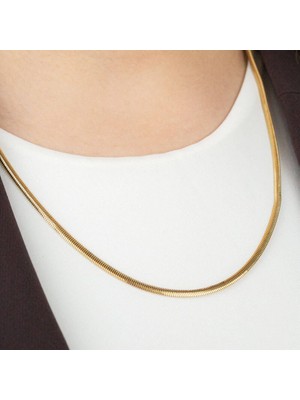 Ry Collections 316L Çelik Gold Italyan Ezme Zincir Kolye