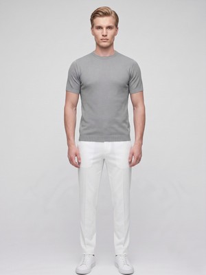 Plus Scorpion Erkek Bisiklet Yaka Kısa Kollu Triko Tişört – Slim Fit Modern Kesim Yazlık T-Shirt