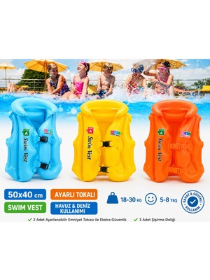 Empressco Renkli Çocuk Şişme Can Yeleği 50X40 Cm, Yüksek Kalite, Yüzme Güvenliği