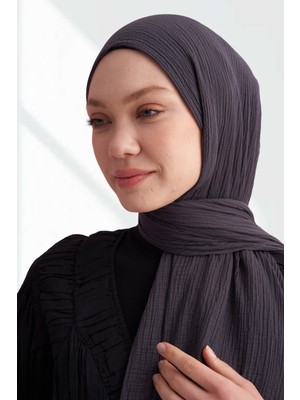 Armanda Müslin Biyeli Şal  ASM3352-515 Gri-Mavi