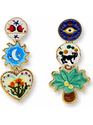 Venüs Design Çelik Kalp Palmiye Küpe