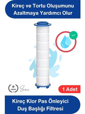 Svein #filtre 1 Adet Duş Başlığı Filtresi Kireç Klor Pas Önleyici Yedek Filtre Seti Pamuk Su Arıtma Kartuşu Standart Uyum Banyo Su Temizleyici Tortu Partikül Giderici Saç Cilt Koruma Filtre Kartuş