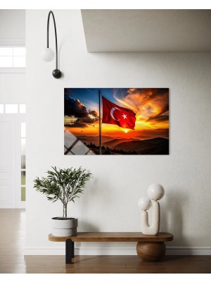 Baskı Perisi Türk Bayrağı Cam Tablo 109