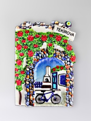 Mundy Tekirova Polyester Kabartmalı Magnet 5,5 x 7 cm Dekoratif Hediyelik Buzdolabı Süsü (KOD:1530)