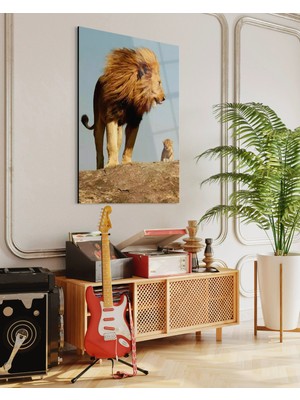 Baskı Perisi Aslan Cam Tablo 230