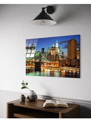 Baskı Perisi Brooklyn Köprüsü (New York Cıty) Cam Tablo (127)