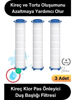 Svein #filtre 3 Adet Duş Başlığı Filtresi Kireç Klor Pas Önleyici Yedek Filtre Seti Pamuk Su Arıtma Kartuşu Standart Uyum Banyo Su Temizleyici Tortu Partikül Giderici Saç Cilt Koruma Filtre Kartuş