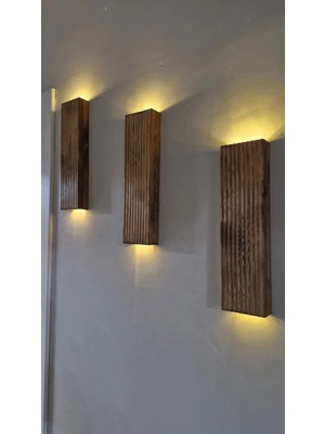 Empressco 3lü Ahşap Dekoratif Peri Ledli Aplik Balkon Antre Aksesuarı Otel Cafe Villa Bohem Rustik Dekor 35CM