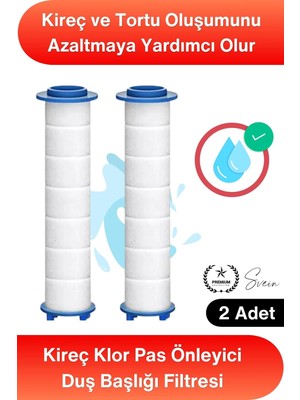 Svein #filtre 2 Adet Duş Başlığı Filtresi Kireç Klor Pas Önleyici Yedek Filtre Seti Pamuk Su Arıtma Kartuşu Standart Uyum Banyo Su Temizleyici Tortu Partikül Giderici Saç Cilt Koruma Filtre Kartuş